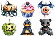 Watercolor Weird Halloween Clipart, an Illustration by Craft Nest (Thumbnail 2 of 6)