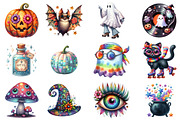 Groovy Halloween Clipart, an Illustration by SinaCreation (Thumbnail 2 of 5)