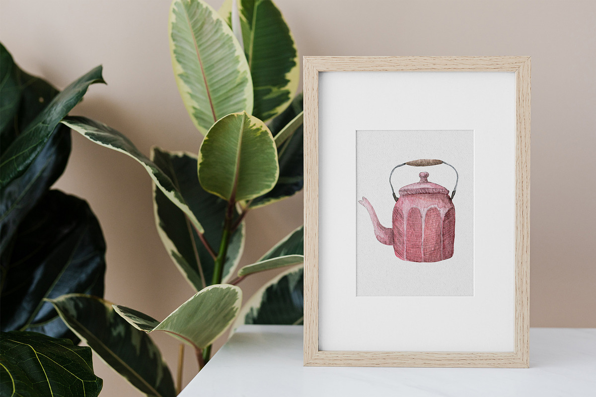 Watercolor 22 teapots set, a Food Illustration by My watercolor shop (Photo 6 of 6)