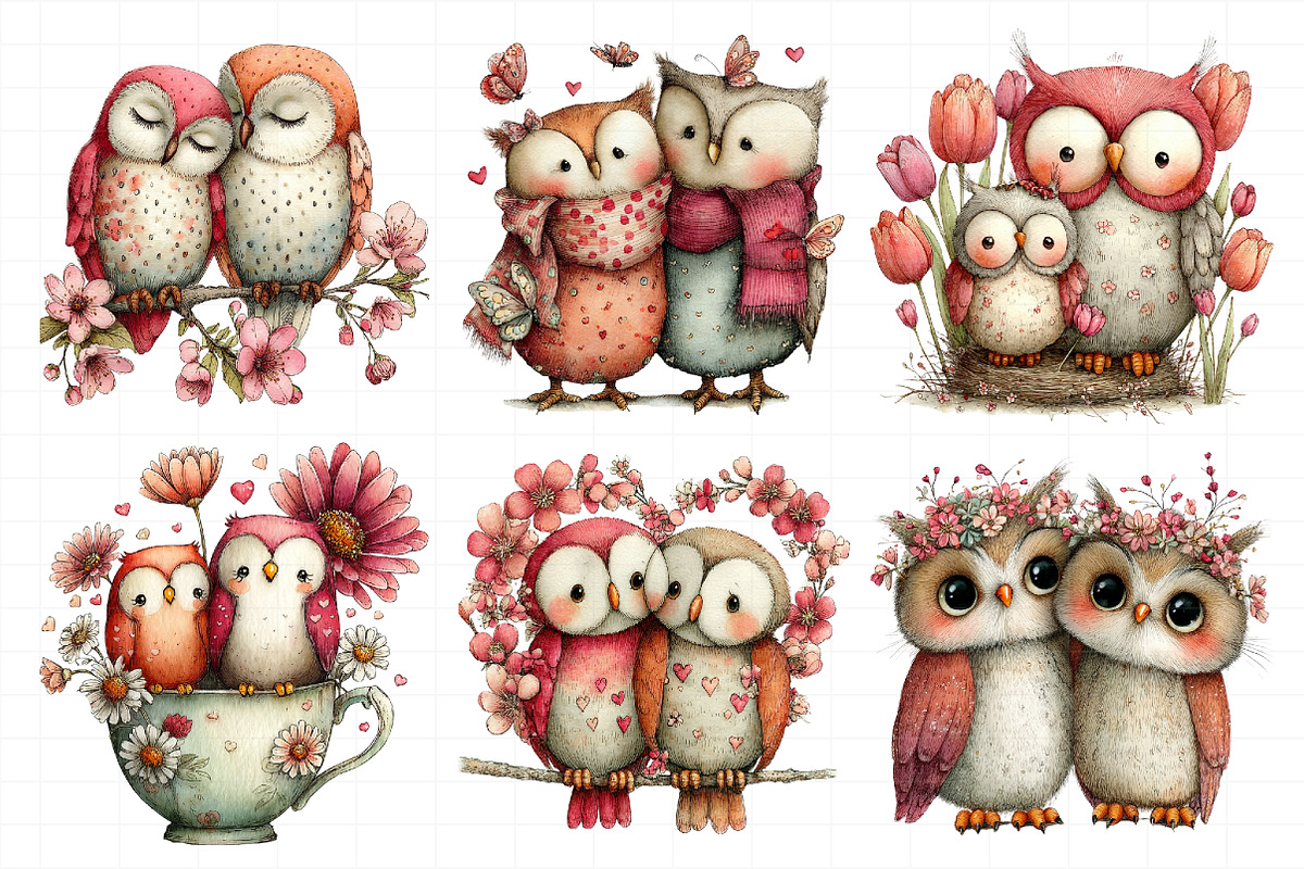 Spring Couple Owl Clipar, an Illustration by Daily.Designs (Photo 4 of 7)