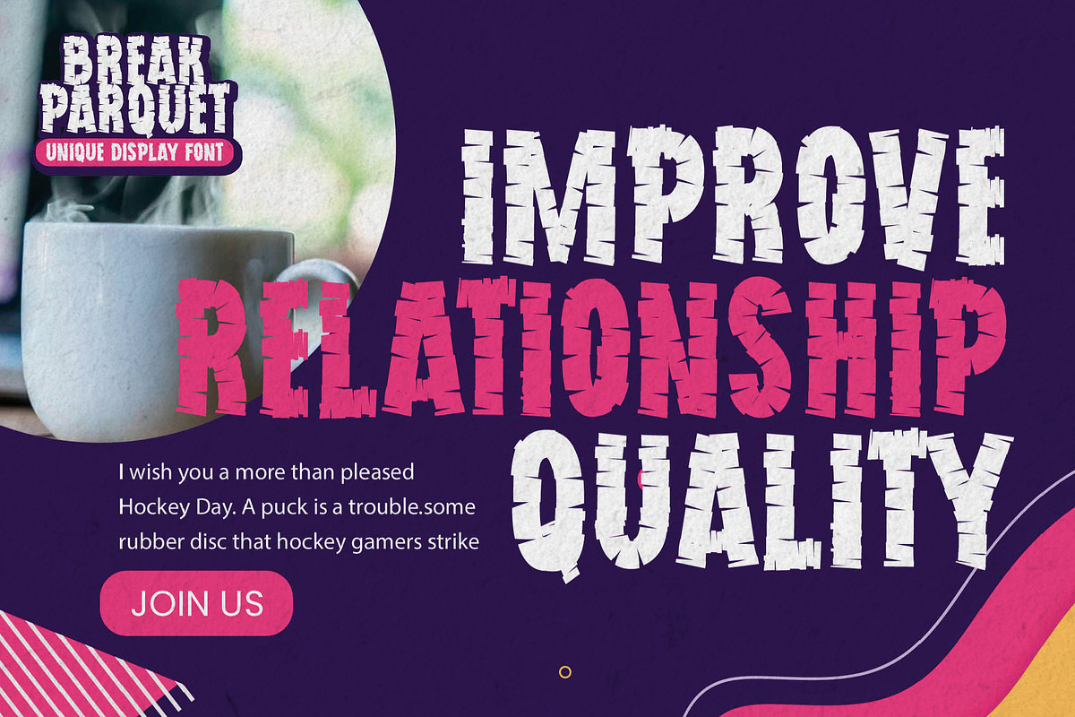 Break Parquet - Unique Display Font, a Font by Gassstype (Photo 2 of 8)