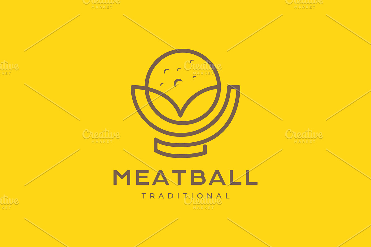 bowl meatball cuisine line logo, a Branding & Logo Template by devastd