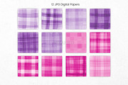 Pink and Purple Watercolor Plaid, an Illustration by Pixafied (Thumbnail 2 of 3)