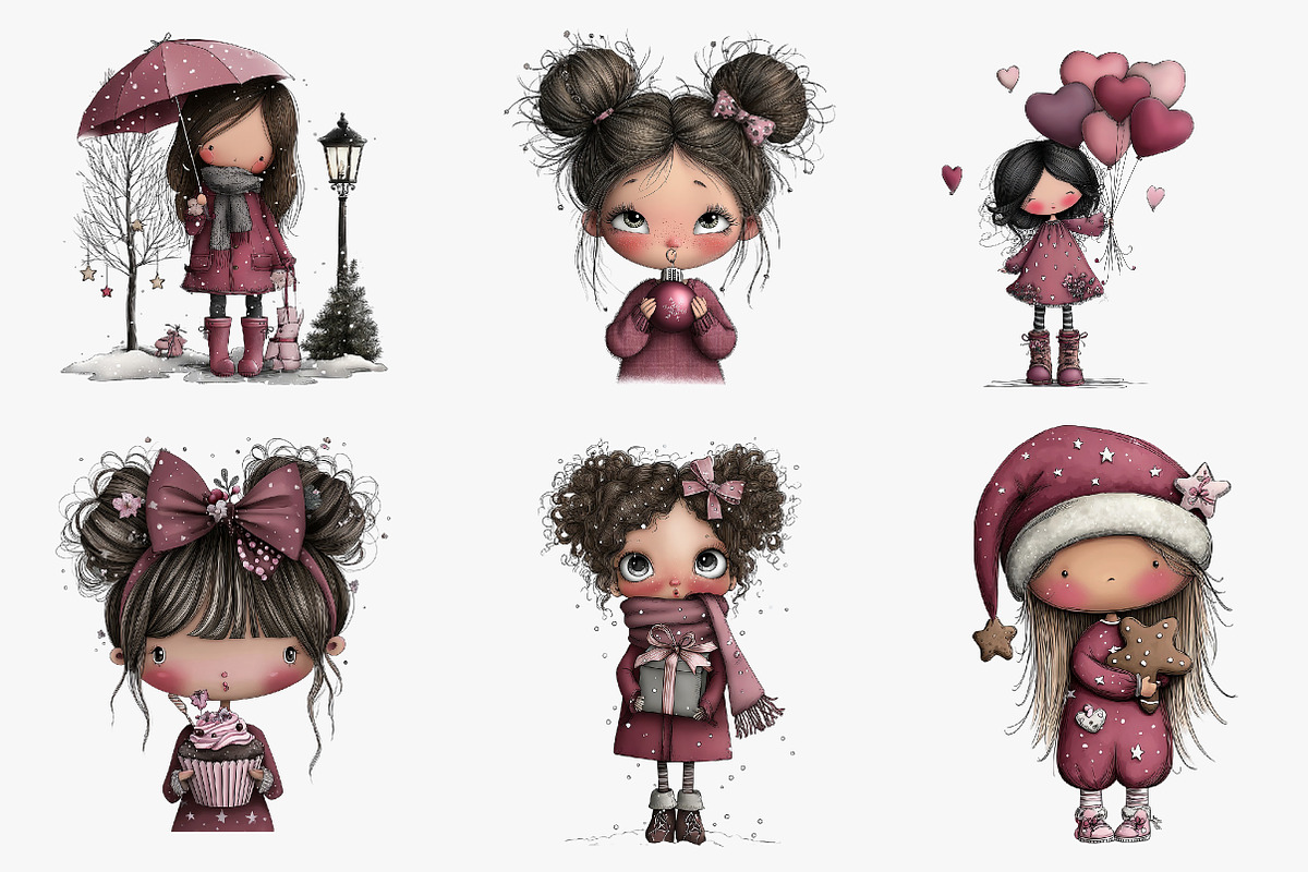 Whimsical Girl Clipart, an Illustration by CreationArt (Photo 5 of 5)