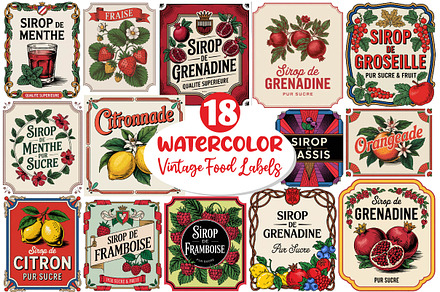 Vintage Food Labels Bundle, an Illustration by Dream Creation