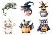 Watercolor Halloween Animals Clipart, an Illustration by Daily.Designs (Thumbnail 4 of 5)