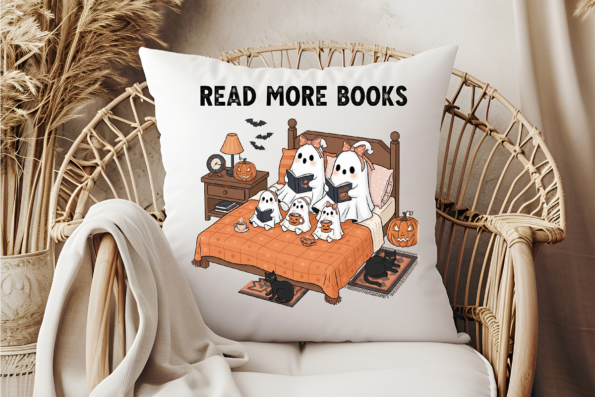 Read More Books, Ghost with Bow & Bo, an Illustration by DreamCafeArt (Photo 6 of 7)