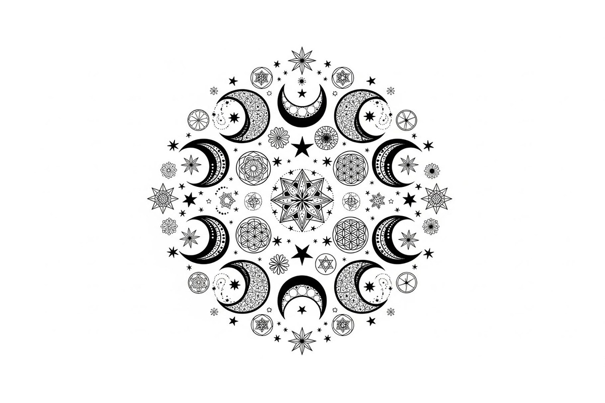 Moon Phase Mandala SVG Bundle, an Illustration by yasushie (Photo 25 of 31)