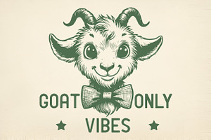 Retro Goat Art with Chill Vibes, an Illustration by Pixels.Craft