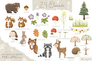 Woodland Animals Clip Art Collection, an Animal Illustration by Jen Digital Art (Thumbnail 2 of 6)