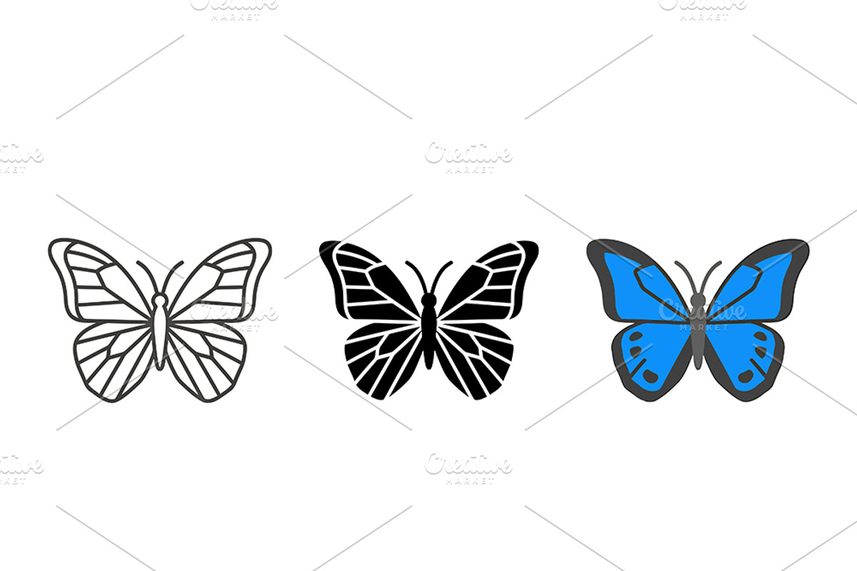 Colorful Butterfly Vector Icon Set, a Solid Icon by Artonix (Photo 2 of 2)