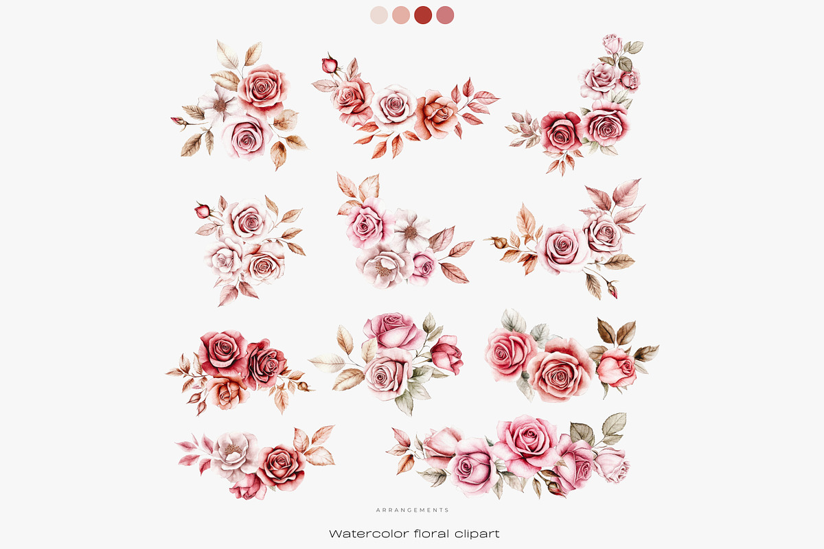 vintage roses elegant florals set, a Decorative Illustration by Patishop Art (Photo 10 of 13)