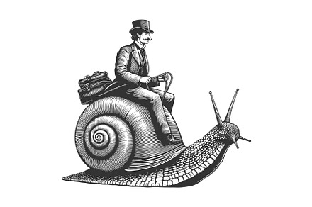 Gentleman Riding Giant Snail sketch, a Person Illustration by AlexArt