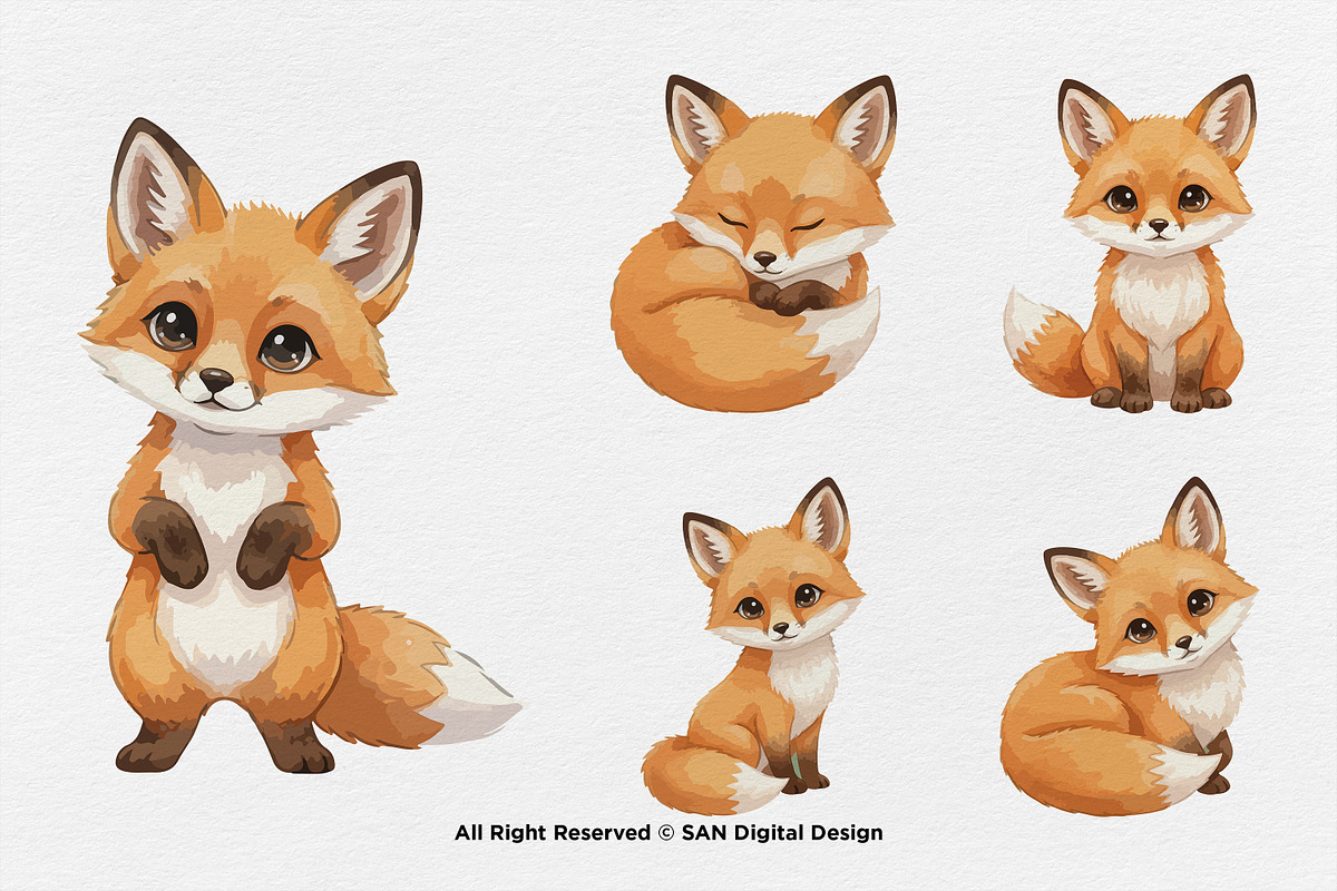 15 Bundle Watercolor Baby Fox Wild, an Animal Illustration by Morspective (Photo 6 of 8)