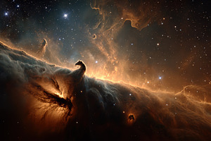 Cosmic Horsehead Nebula Starry Night, a Photo by Pixeness Studio