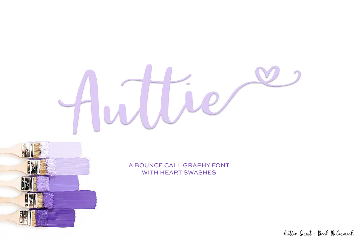 Auttie Calligraphy Font with Hearts, a Script Font by Beck McCormick (Photo 8 of 8)