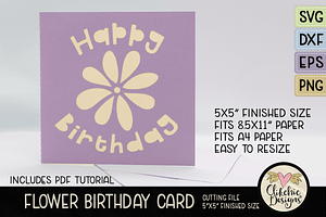 Flower Birthday Card SVG Cut File