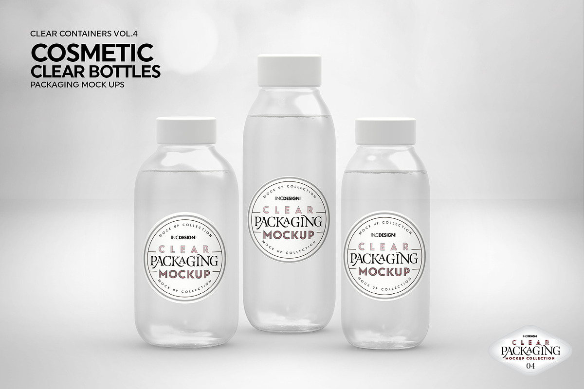 Clear Cosmetic Bottle Set Mockup, a Cups & Container Mockup by INCDesign (Photo 6 of 7)