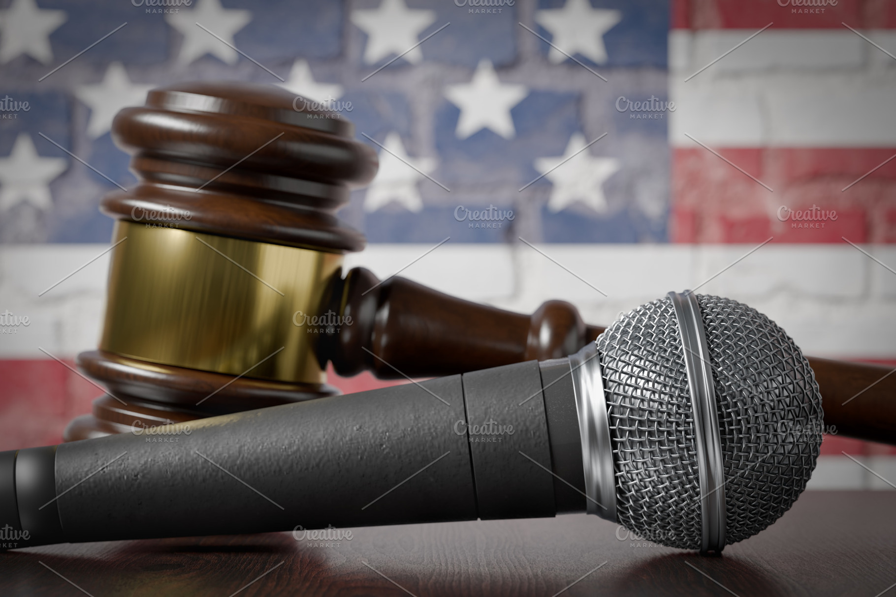 Microphone, Gavel and American Flag, a Photo by Andy Dean Photography