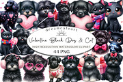 Whimsical Valentine Black Dog & Cat, an Illustration by DreamCafeArt (Thumbnail 1 of 6)