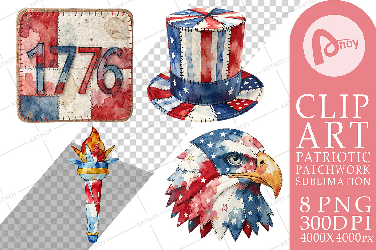 Patriotic Patchwork Sublimation, a Seasonal Illustration by Artnoy (Photo 17 of 18)