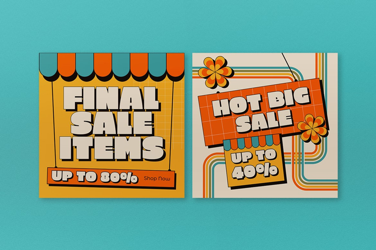 Yellow Retro Fashion Sale Banner, an UI Kit Template by graphicook (Photo 4 of 5)