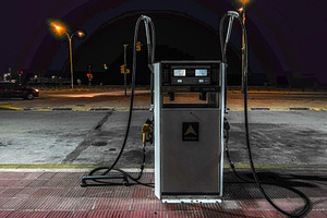 Gas station pump, ciudad vieja district, montevideo, uruguay, an Industrial Photo by DanFLCreativo