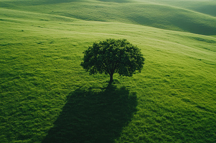 Lonely tree stands tall on expansive, a Photo by Iftikhar Alam