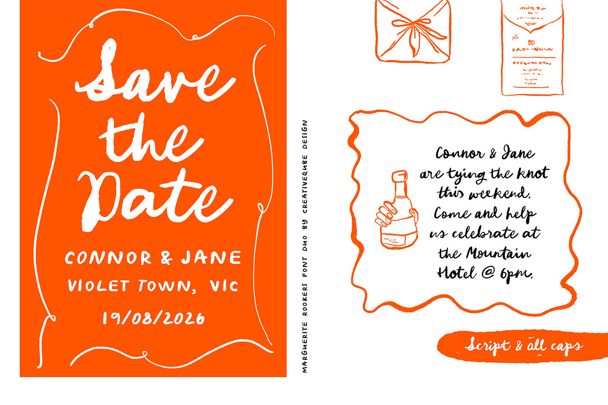 Marguerite Rookers Wedding Font Duo, a Font by Creativeqube Design (Photo 4 of 11)