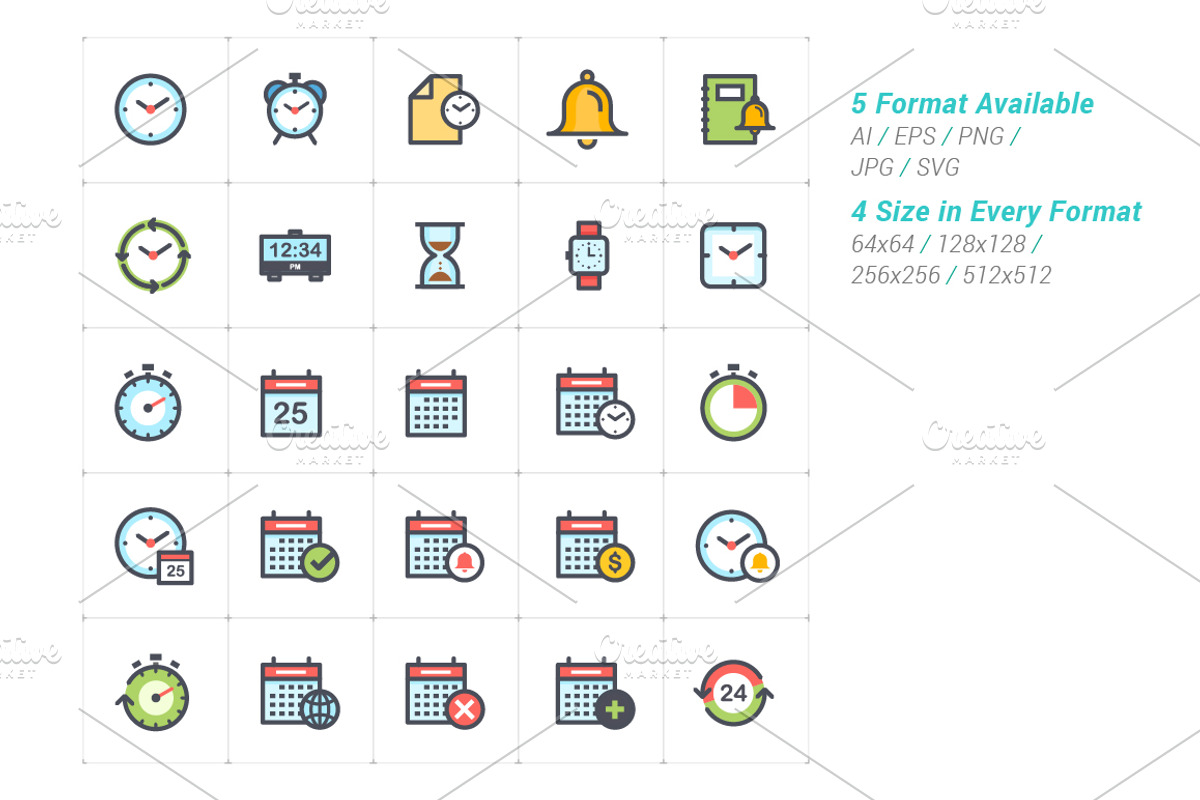 Time & Schedule Line with Color, an Icon by WORAKAMON Design Studio