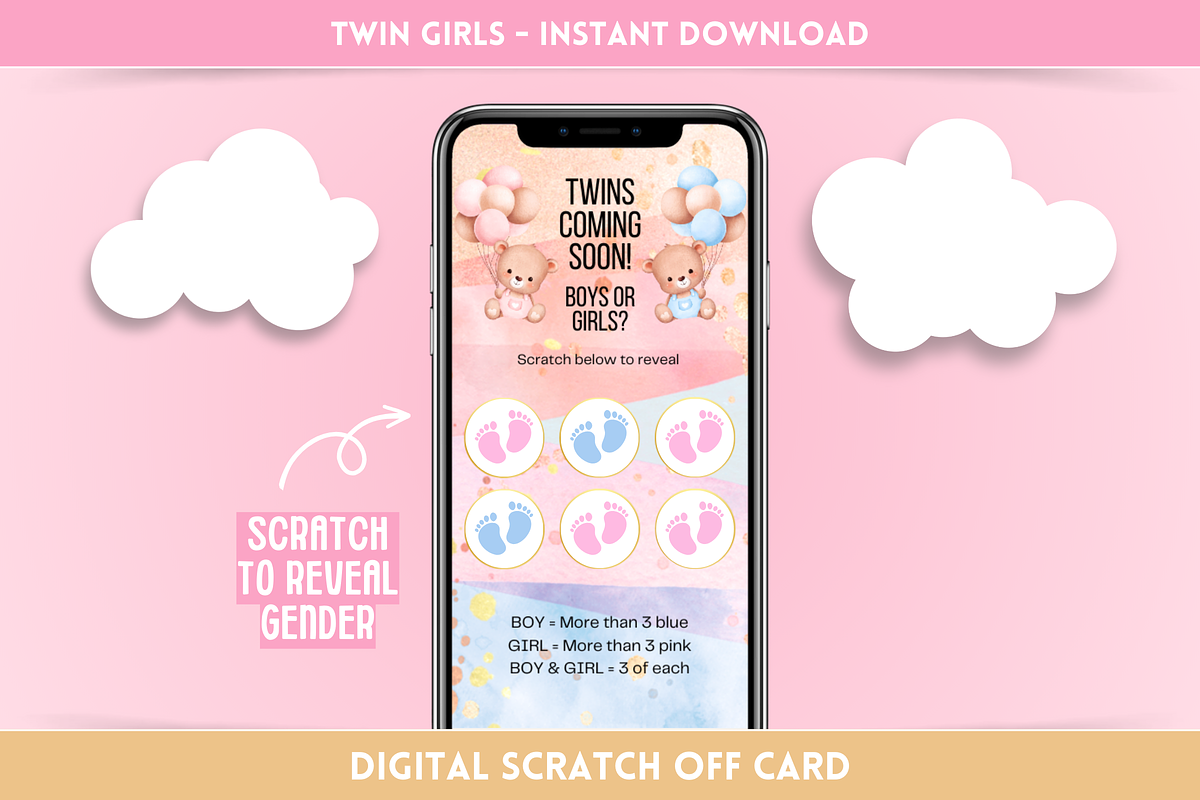 Twin Girls Digital Scratch Card, an Email Template by SunshineStudioBoutique (Photo 1 of 8)