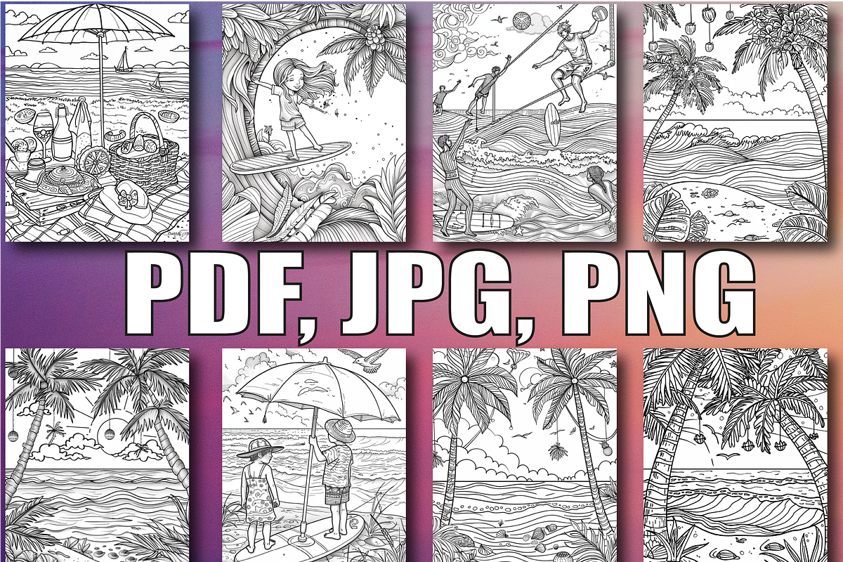 Summer Coloring Pages For Adults, a Seasonal Illustration by Design Zone (Photo 3 of 7)