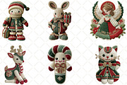 Crochet Christmas Clipart PNG, an Illustration by Black Bird Studio (Thumbnail 3 of 6)