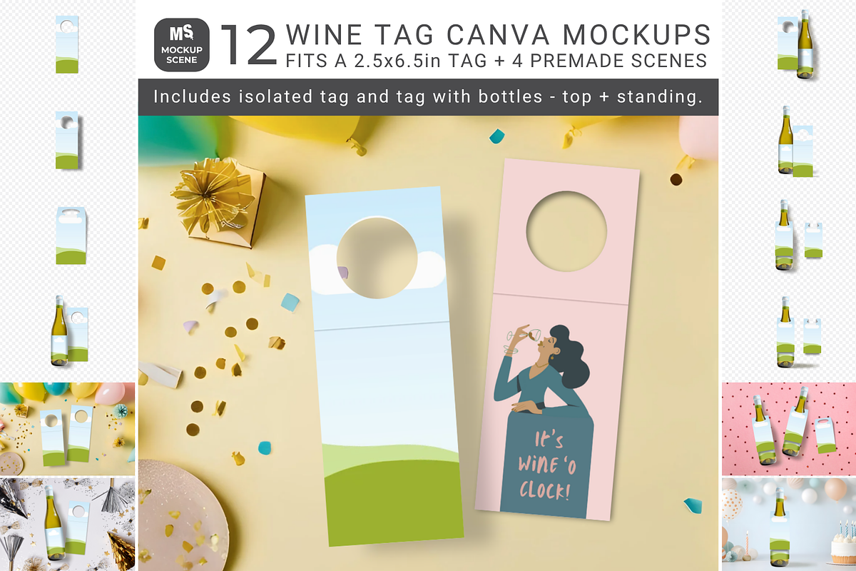 Wine Tag Canva Mockup, a Packaging Mockup by Mockup Scene (Photo 1 of 10)