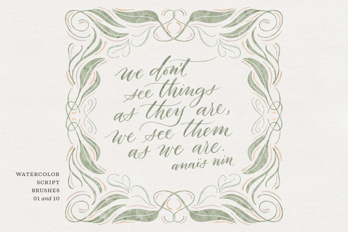Watercolor Script Procreate Brushes, a Brush Add-On by Molly Suber Thorpe (Photo 7 of 13)