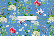 Blue Vintage Botanical Pattern, a Pattern Graphic by likorbut (Thumbnail 2 of 14)
