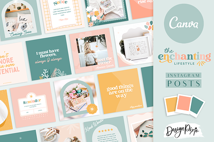 Enchanting Instagram Post Templates, a Social Media Template by Design Pixie
