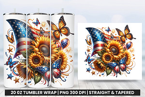 Sunflower & Butterfly Tumbler Wrap, an Object Graphic by Creative Arslan