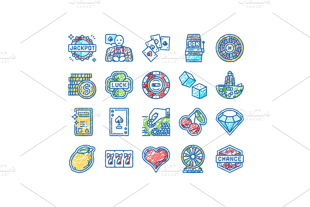 casino slot game jackpot poker icons, an Object Illustration by pikepicture