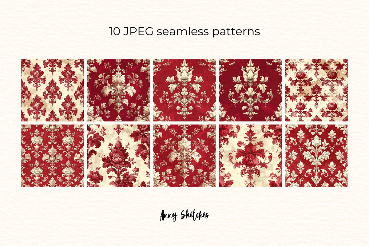 Rococo Toile Seamless Patterns, a Pattern Graphic by Anny Sketches