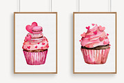 Watercolor Valentines Day Cupcakes, an Illustration by Libby Wishes (Thumbnail 2 of 7)