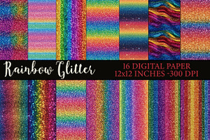 Rainbow Glitter Backgrounds, an Illustration by Designworld