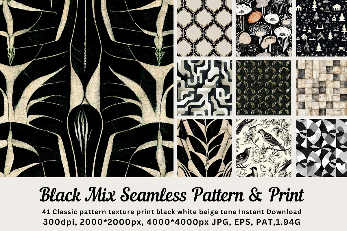 41 Black Mix Seamless Pattern Print, a Pattern Graphic by ARTOZEN DIGITAL (Photo 1 of 16)