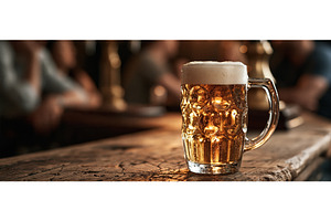 Frothy German Beer Stein on Rustic, a Food & Drink Photo by piter.goskov