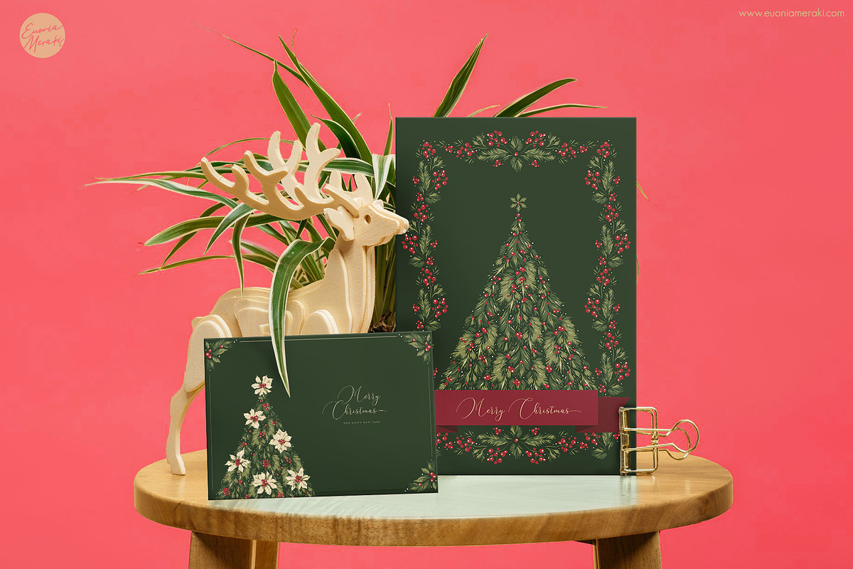 Floral Christmas Cards & Backgrounds, a Background Graphic by Euonia Meraki (Photo 8 of 10)