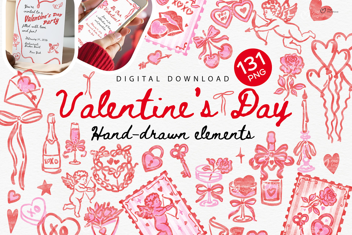 Valentine’s Day Clipart Bundle, a Graphic by ollalya (Photo 1 of 9)