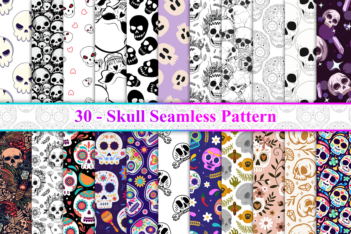 Skull Seamless Pattern, a Pattern Graphic by Digital Studio (Photo 1 of 5)