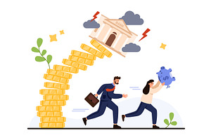 Bank Collapse and Financial Crisis, a Finance Illustration by Flashvector