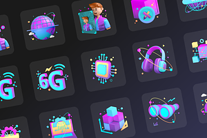 3D Metaverse Icon Set - Vol 2