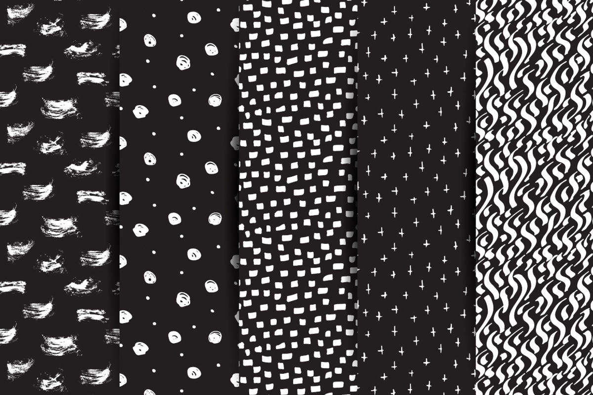 Sketch monochrome seamless patterns, a Pattern Graphic by Tumana_Net (Photo 5 of 7)